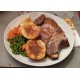 Prime Rib with Yorkshire Pudding, Vegetables and Potato